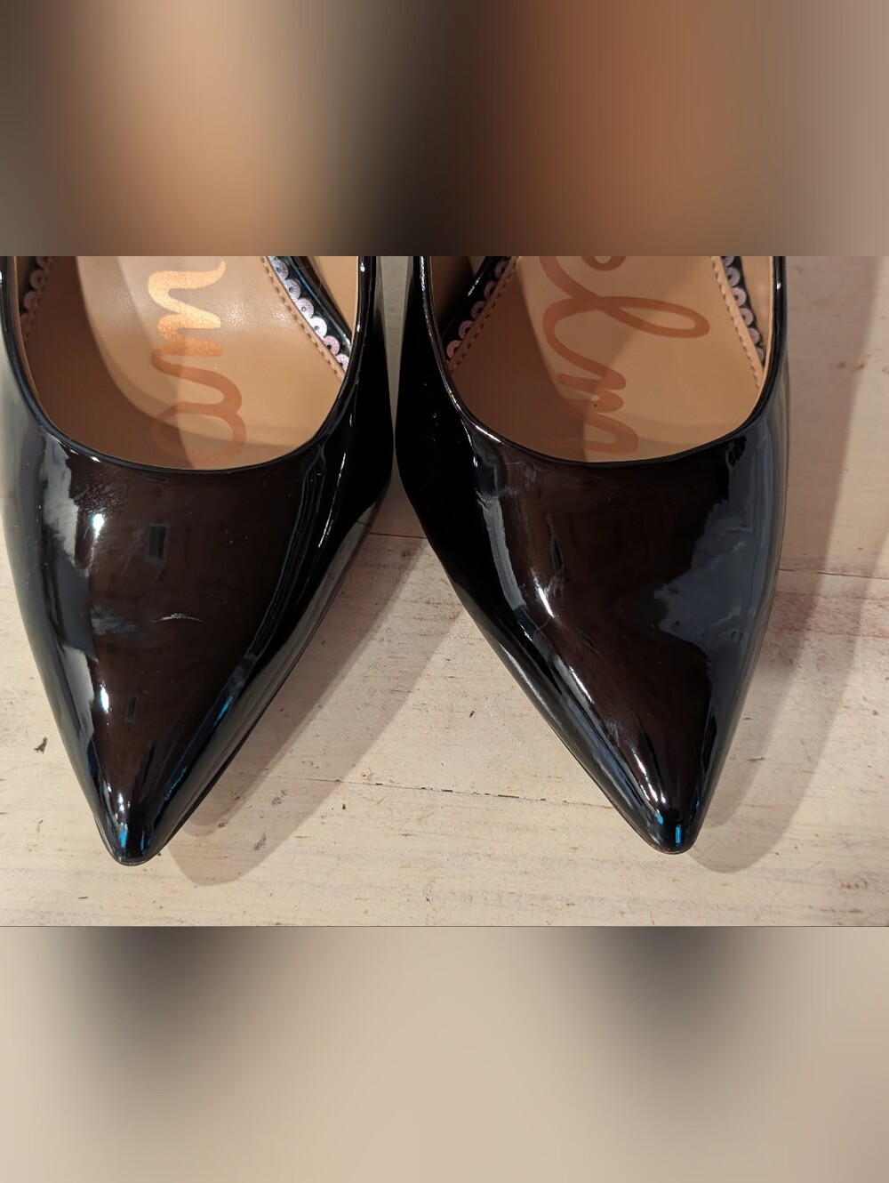Sam Edelman Black Patent Pointed-Toe Stiletto Heels Sz 8.5 - Picture 4 of 13